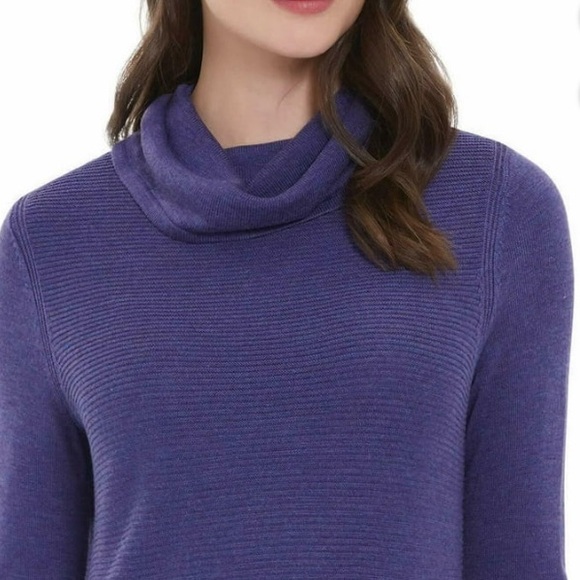 Adrienne Vittadini Women's Cowl Neck Long Sleeve Rib Knit Tunic Sweater - Picture 2 of 12